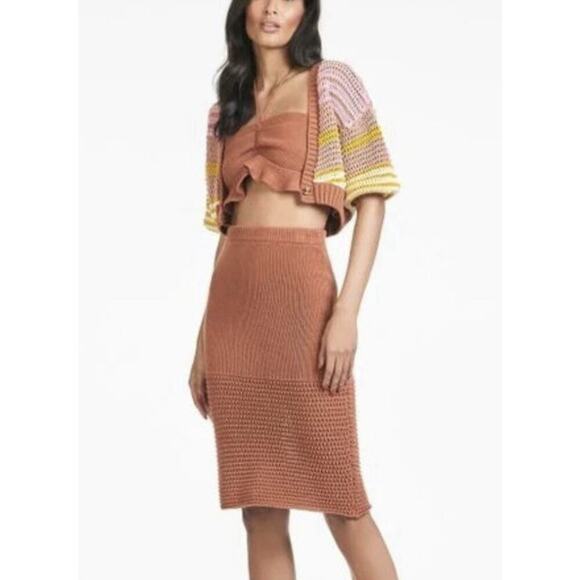 NWT Sachin Babi Stripe Crochet Knit “Penny” Crop Cardigan Sweater Size M - Picture 1 of 12